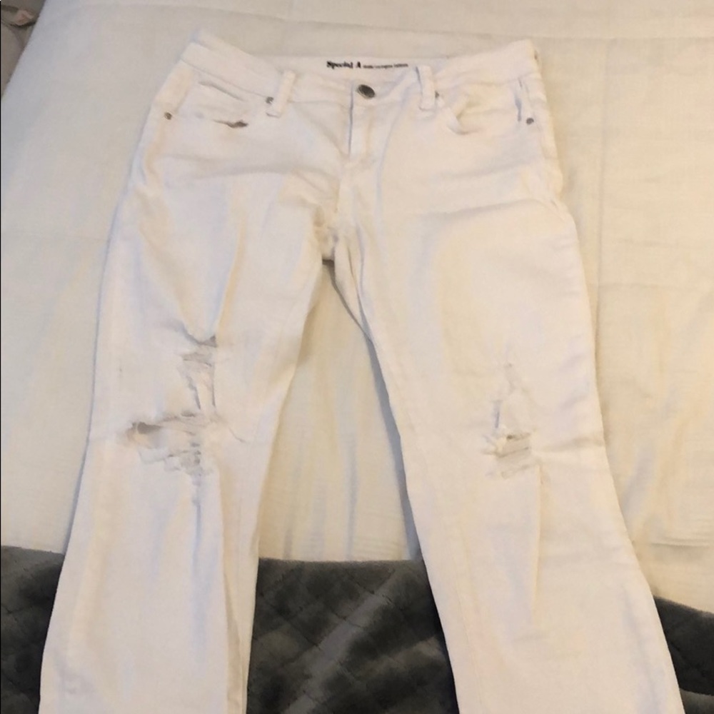 Special A Ankle Skinny Ripped White Jeans
